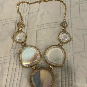 Gold-Tone Iridescent clear Statement Necklace